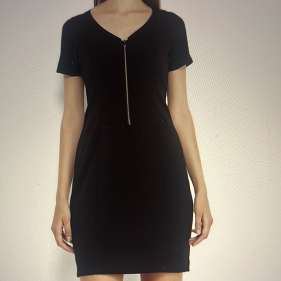 MARC NEW YORK Andrew Marc Black Sheath Dress w/ Front & Back Zippers Size 8 - Picture 1 of 13